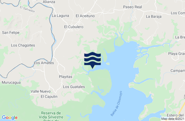 Mapa da tábua de marés em Alianza, Honduras
