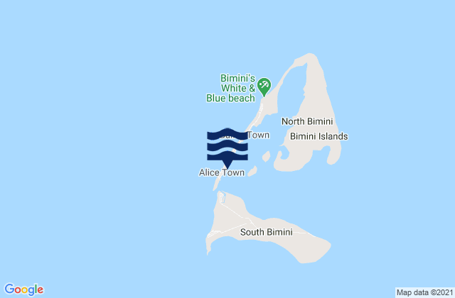 Mapa da tábua de marés em Alice Town, Bahamas