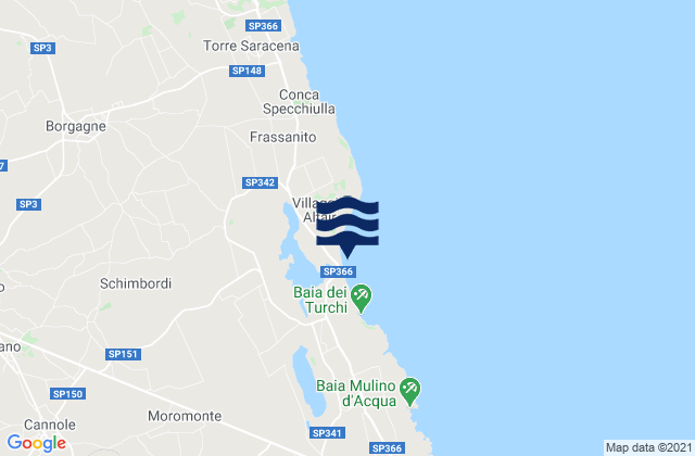 Mapa da tábua de marés em Alimini, Italy