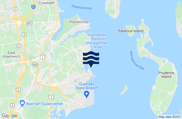 Mapa da tábua de marés em Allen Harbor, United States