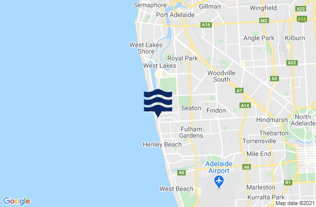 Mapa da tábua de marés em Allenby Gardens, Australia