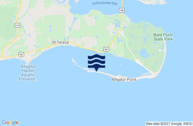 Mapa da tábua de marés em Alligator Point St James Island, United States