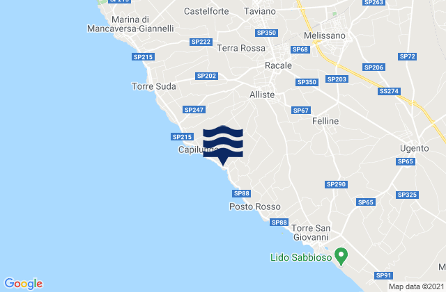 Mapa da tábua de marés em Alliste, Italy