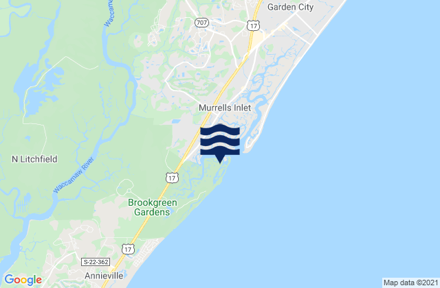 Mapa da tábua de marés em Allston Creek, United States