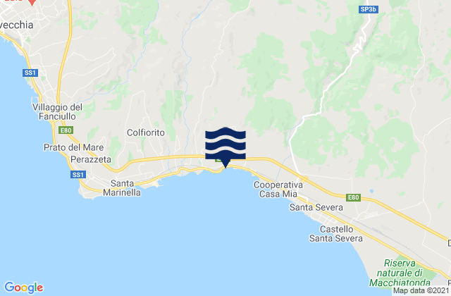 Mapa da tábua de marés em Allumiere, Italy