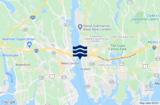 Mapa da tábua de marés em Allyn Point, United States