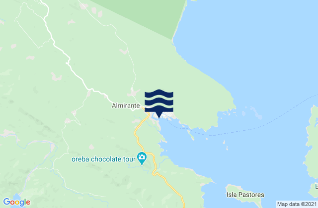 Mapa da tábua de marés em Almirante, Panama