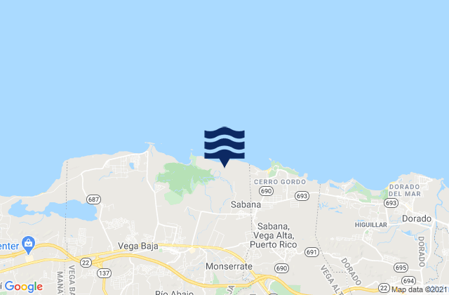 Mapa da tábua de marés em Almirante Norte Barrio, Puerto Rico