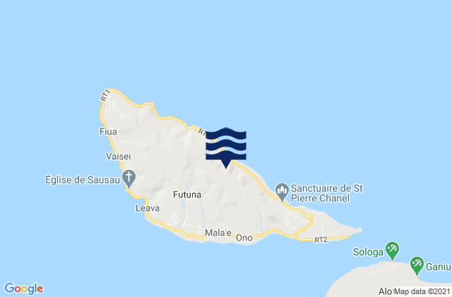 Mapa da tábua de marés em Alo, Wallis and Futuna