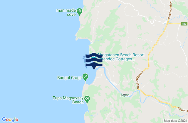 Mapa da tábua de marés em Aloleng, Philippines