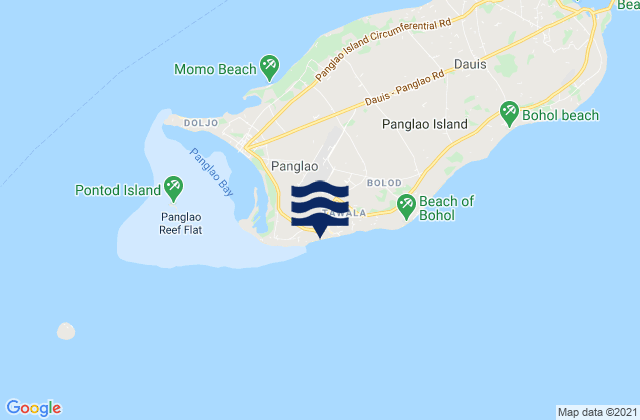 Mapa da tábua de marés em Alona Beach, Philippines
