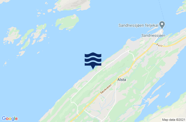 Mapa da tábua de marés em Alstahaug, Norway