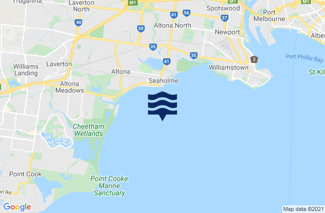 Mapa da tábua de marés em Altona Bay, Australia