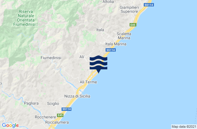 Mapa da tábua de marés em Alì, Italy