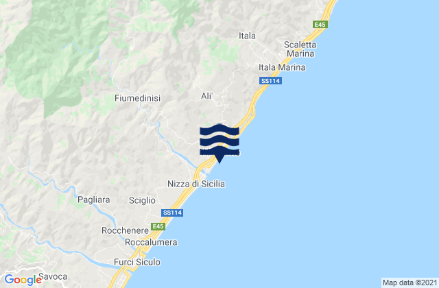 Mapa da tábua de marés em Alì Terme, Italy