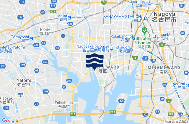Mapa da tábua de marés em Ama-gun, Japan