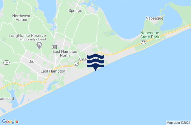 Mapa da tábua de marés em Amagansett Beach, United States