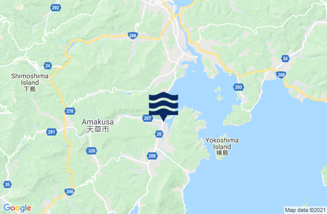 Mapa da tábua de marés em Amakusa Shi, Japan