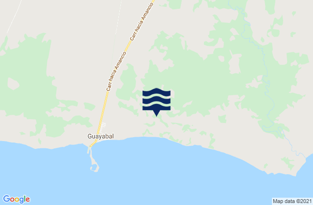 Mapa da tábua de marés em Amancio, Cuba