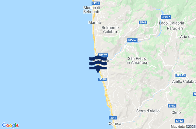 Mapa da tábua de marés em Amantea, Italy
