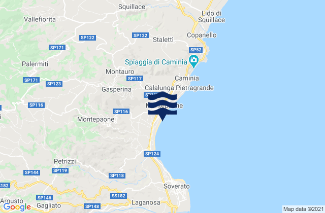 Mapa da tábua de marés em Amaroni, Italy