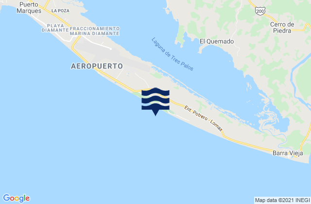 Mapa da tábua de marés em Amatillo, Mexico