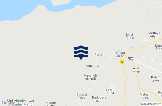 Mapa da tábua de marés em Ambheta, India