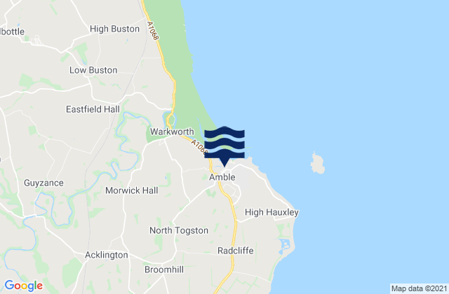 Mapa da tábua de marés em Amble, United Kingdom