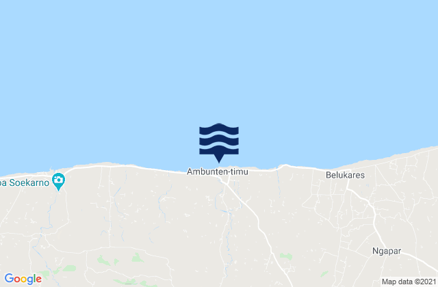 Mapa da tábua de marés em Ambuten, Indonesia