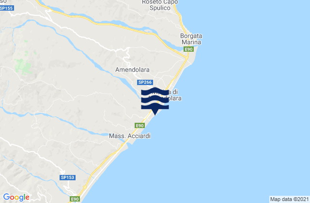 Mapa da tábua de marés em Amendolara, Italy