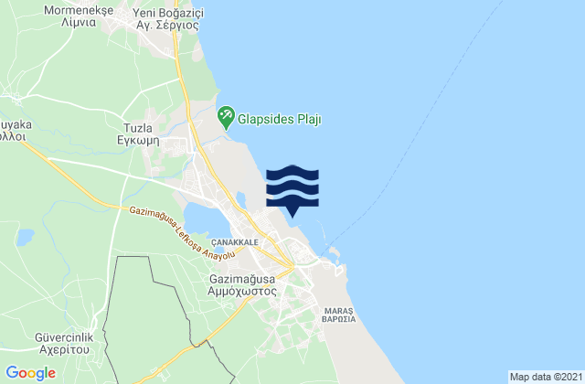 Mapa da tábua de marés em Ammóchostos, Cyprus