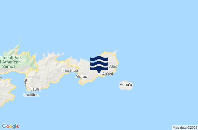 Mapa da tábua de marés em Amouli, American Samoa