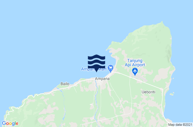 Mapa da tábua de marés em Ampana, Indonesia