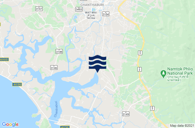 Mapa da tábua de marés em Amphoe Mueang Chanthaburi, Thailand