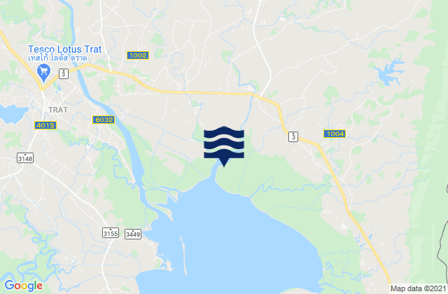 Mapa da tábua de marés em Amphoe Mueang Trat, Thailand