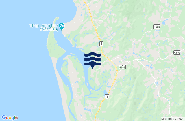 Mapa da tábua de marés em Amphoe Thai Mueang, Thailand