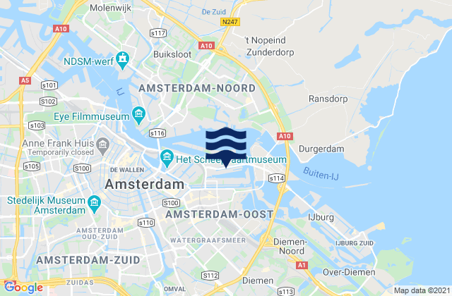 Mapa da tábua de marés em Amstelkwartierhaven, Netherlands