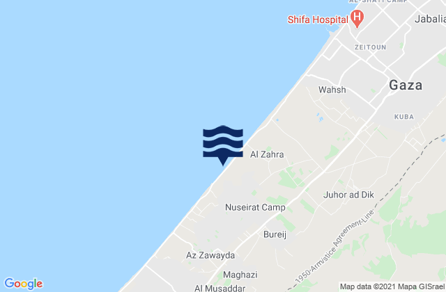 Mapa da tábua de marés em An Nuşayrāt, Palestinian Territory