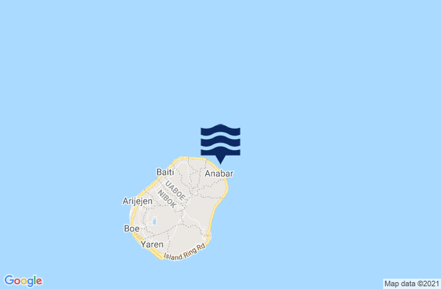 Mapa da tábua de marés em Anabar District, Nauru