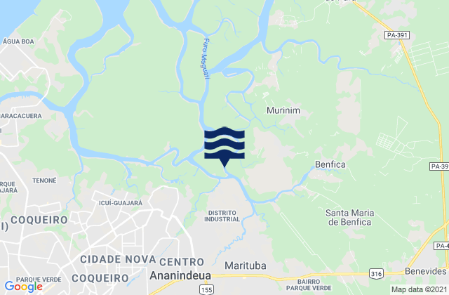 Mapa da tábua de marés em Ananindeua, Brazil