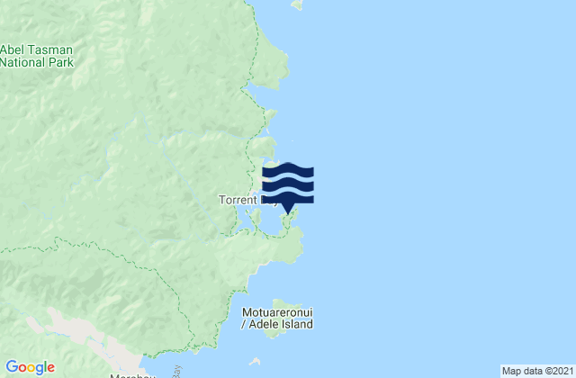 Mapa da tábua de marés em Anapai Bay Abel Tasman, New Zealand