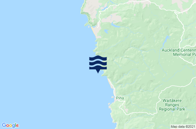 Mapa da tábua de marés em Anawhata, New Zealand