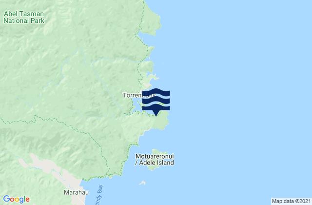 Mapa da tábua de marés em Anchor Bay, New Zealand