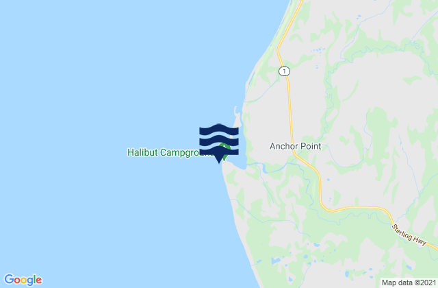 Mapa da tábua de marés em Anchor Point (Cook Inlet), United States