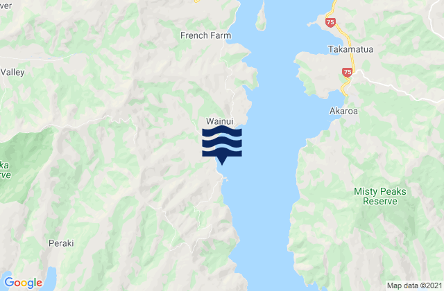 Mapa da tábua de marés em Anchorage Bay, New Zealand