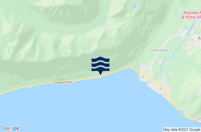 Mapa da tábua de marés em Anchorage Municipality, United States