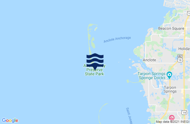 Mapa da tábua de marés em Anclote Key (Southern End), United States