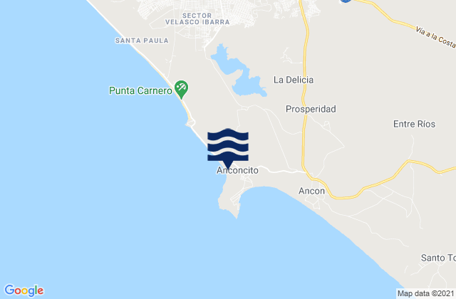 Mapa da tábua de marés em Anconcito, Ecuador
