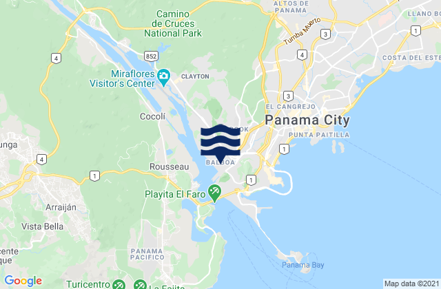 Mapa da tábua de marés em Ancón, Panama