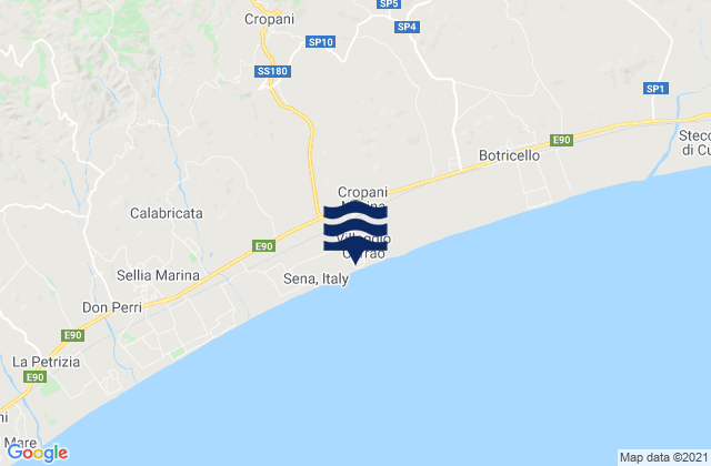 Mapa da tábua de marés em Andali, Italy